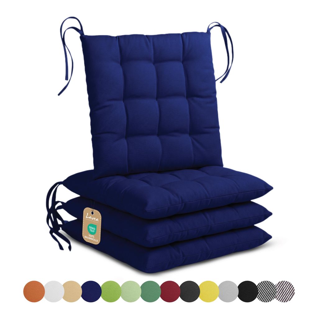 Lavea® Sitzkissen 40x40 cm - 4er Set,  mit Stoffbändern – Produktbild 