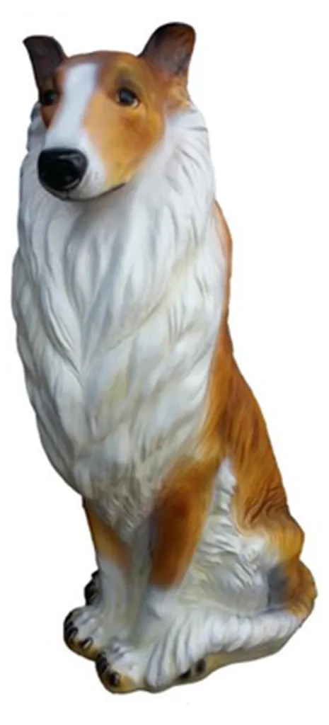 Statue Collie poil long 90cm en résine - Finition artisanale détaillée