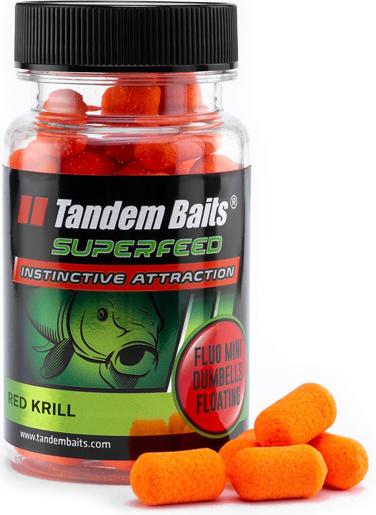 Tandem Baits SuperFeed Fluo Mini Dumbells Floating Red Krill Karpfen-Pop-Ups, Karpfen Angeln ohne Mühe, Köder zum Große-Fische-Angeln, Karpfenzu...
