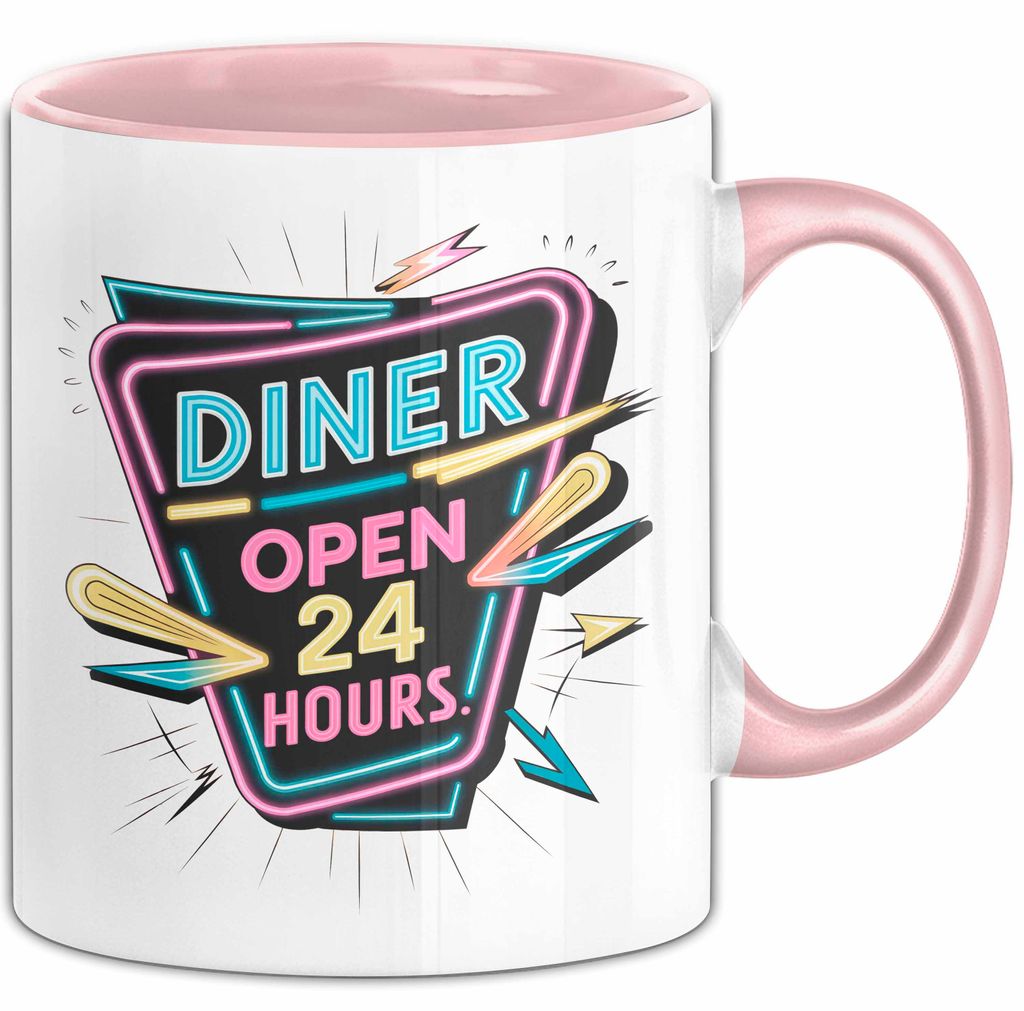Diner Fan Tasse Geschenkidee für Retro Essen Liebhaber (Rosa)