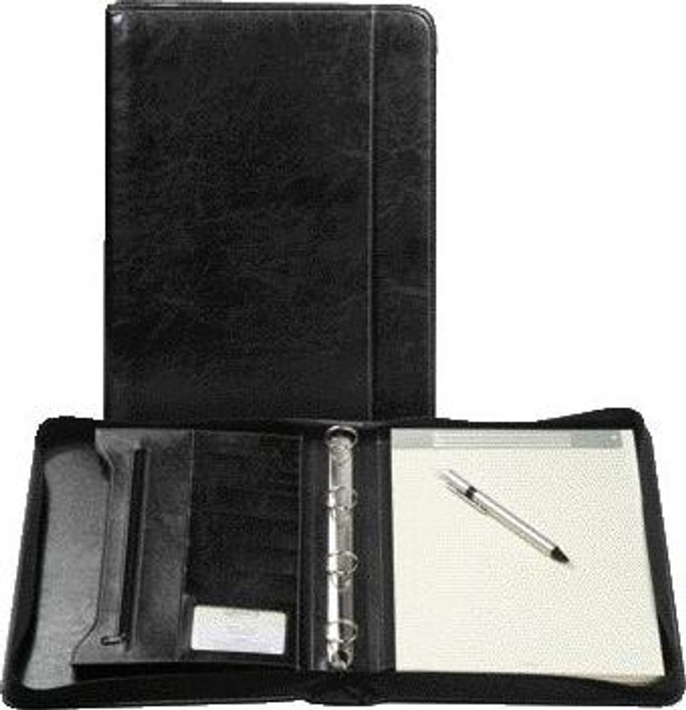 Brepols - Schreibmappe A4 mit Reißverschluss inklusive Schreibblock 4-Ring schwarz