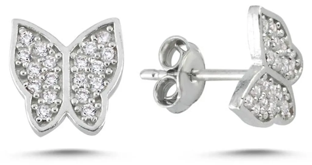 Boucles d'oreilles argent 925 anti-allergie papillon et zirconium