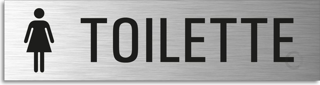 Türschild Toilette Damen Hinweisschild mit Piktogramm Aluminium Edelstahloptik 160x40 mm selbstklebend