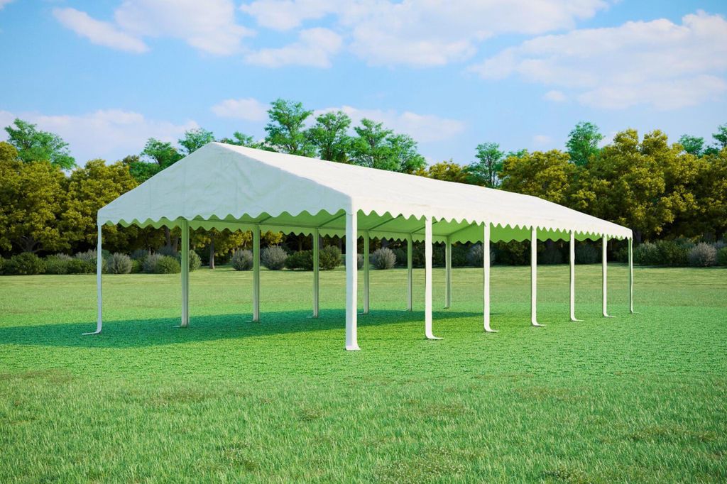Partyzelt 5x12m PVC Standard Feuerfeste - Weiß