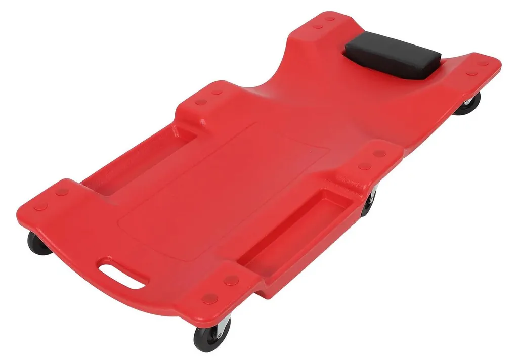 Lit de mécanicien plastique 101,6 cm avec appui-tête rembourré rouge