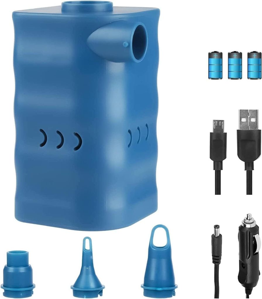 Elektrische Luftpumpe mit 3 Aufsätzen