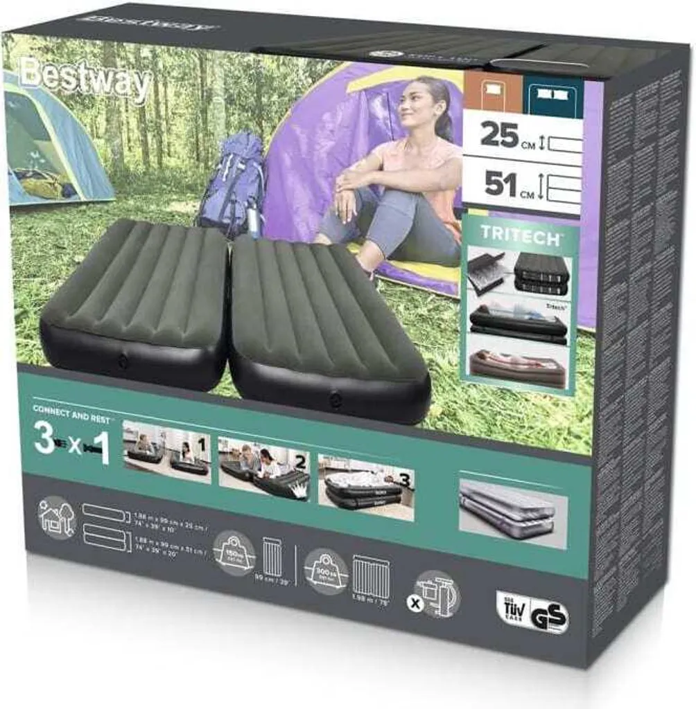 Matelas gonflable anti-crevaison TriTech Bestway 3 en 1 lit d'appoint