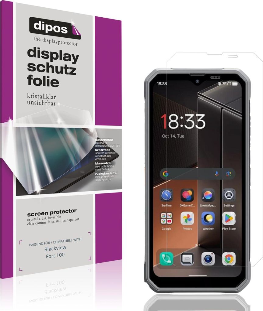 4x Schutzfolie für Blackview Fort 100 klar Displayschutzfolie Folie Display Schutz dipos