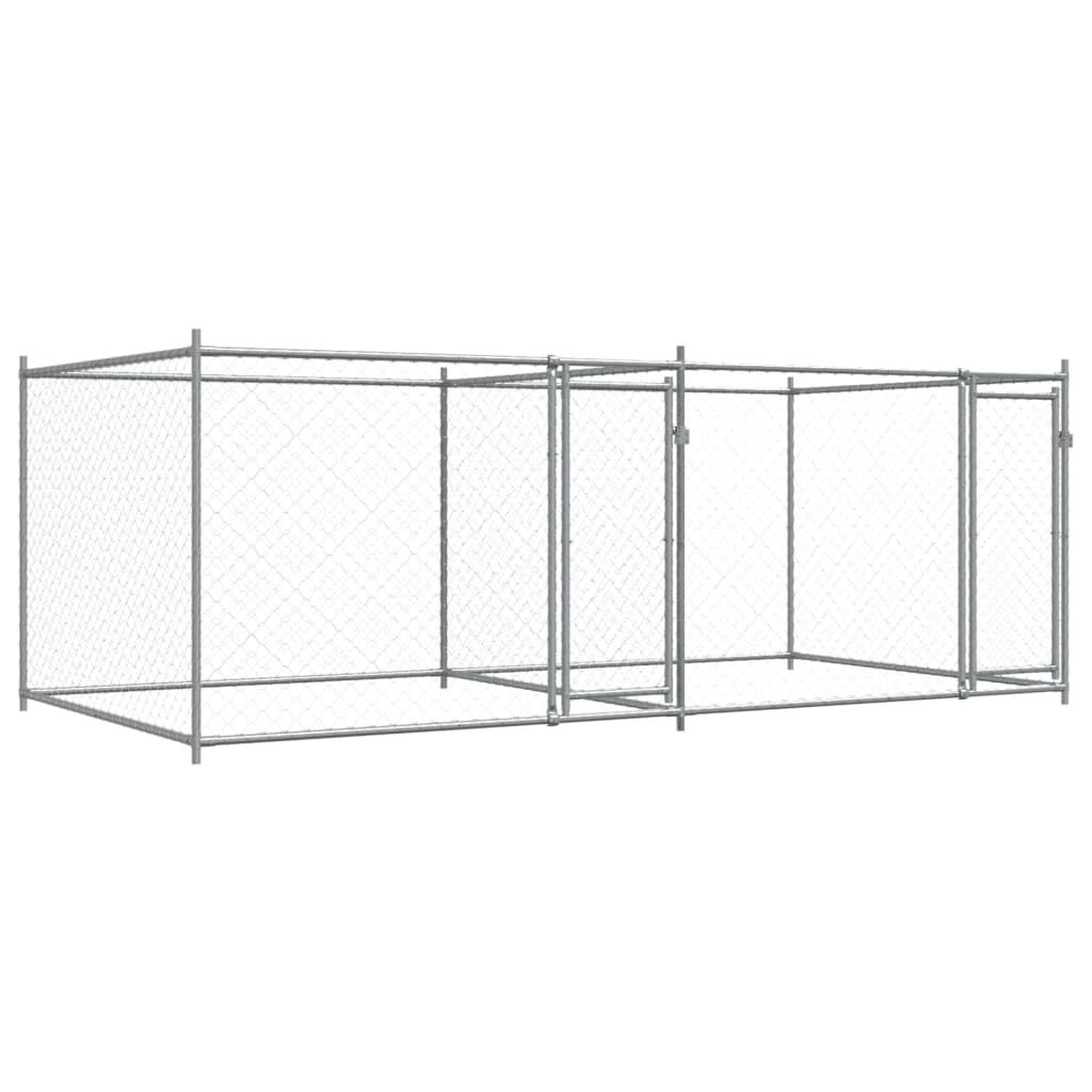 vidaXL Hundezwinger mit Türen Grau 4x2x1,5 m Verzinkter Produktbild 