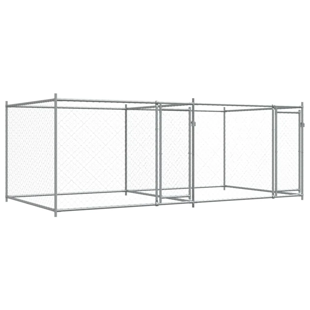 Parc de jardin pour chien gris 4x2 m protection maximale acier galvanisé