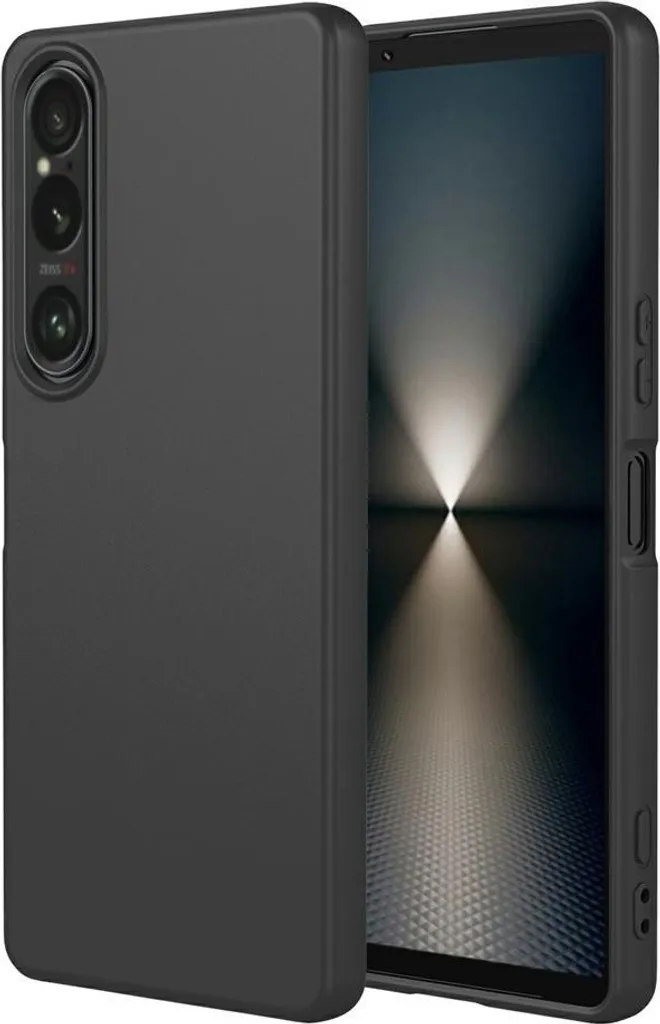 Suncase Custodia In Vera Pelle Per Sony Xperia 10 II (2020) Con Linguetta Di Estrazione - Include Cover In Silicone - Colore Nero