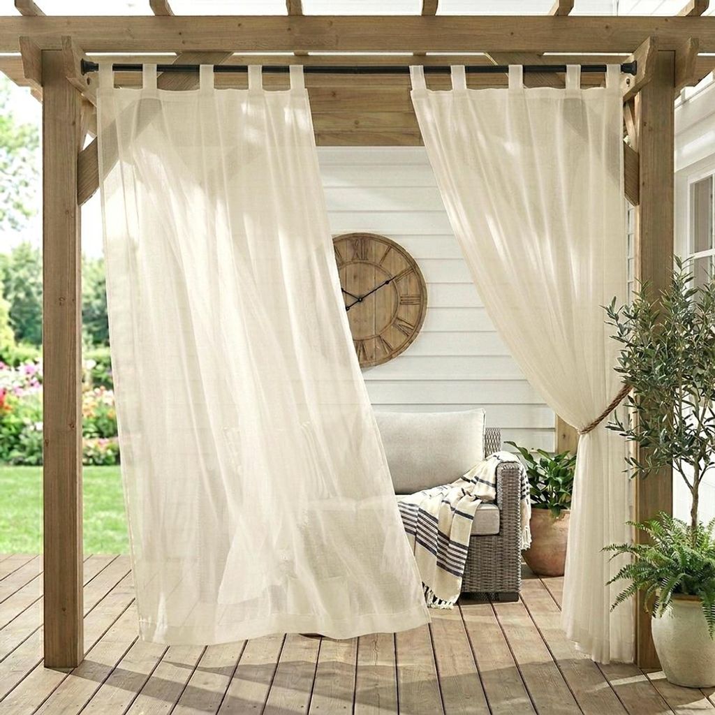 2er Set Outdoor Vorhang Voile Beige Wasserabweisend Gardine Produktbild 