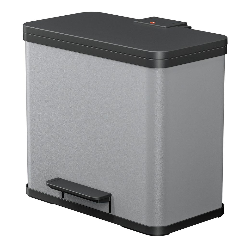 Hailo Öko trio Plus L Tret-Mülltrenner - freistehender 3 x 9 Liter Dreifachmülleimer aus Stahlblech - Mülltrennsystem mit soft close Deckel - 3...