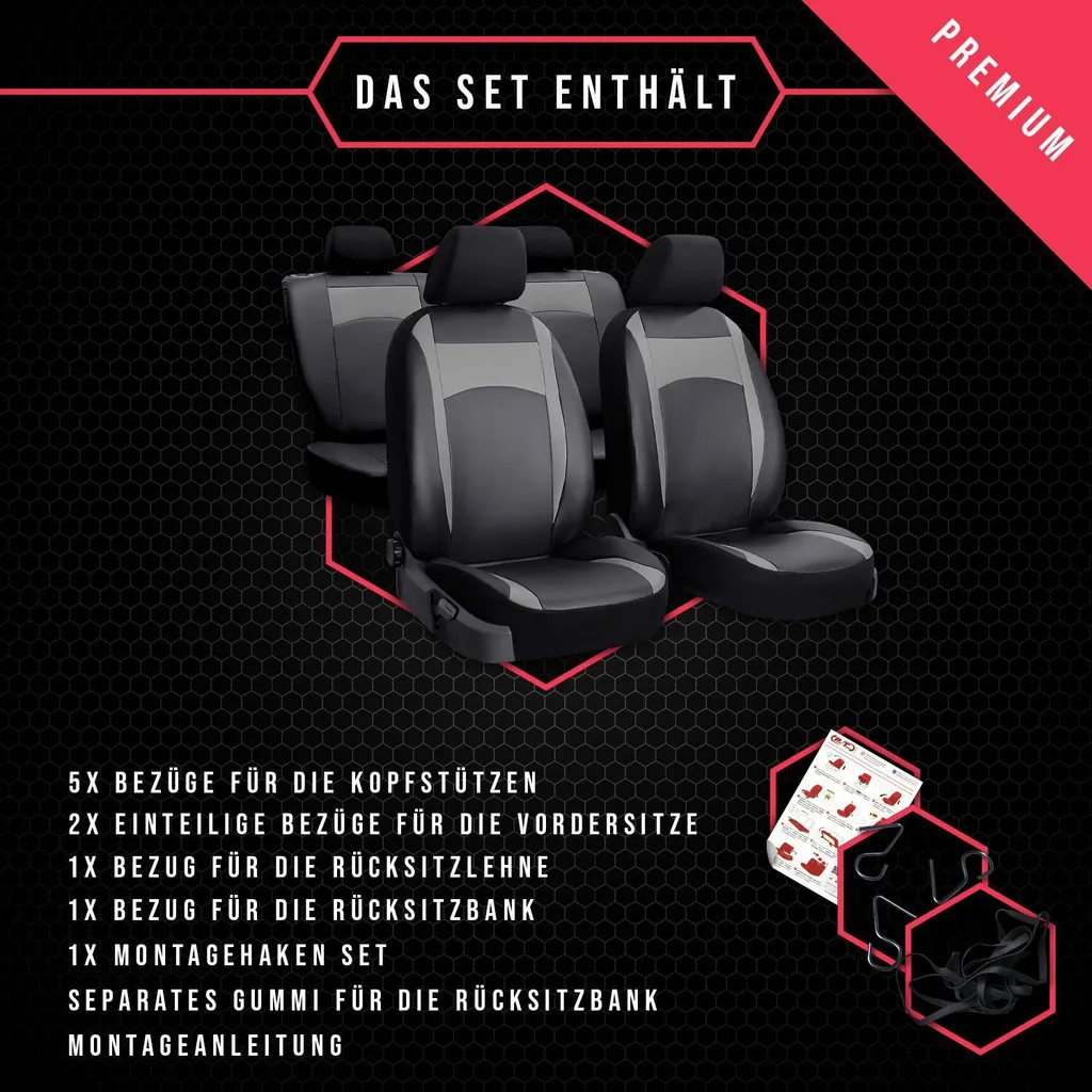 Coprisedili auto Coprisedili universali per Hyundai Elantra VI Grigio auto SET NUOVO - 10