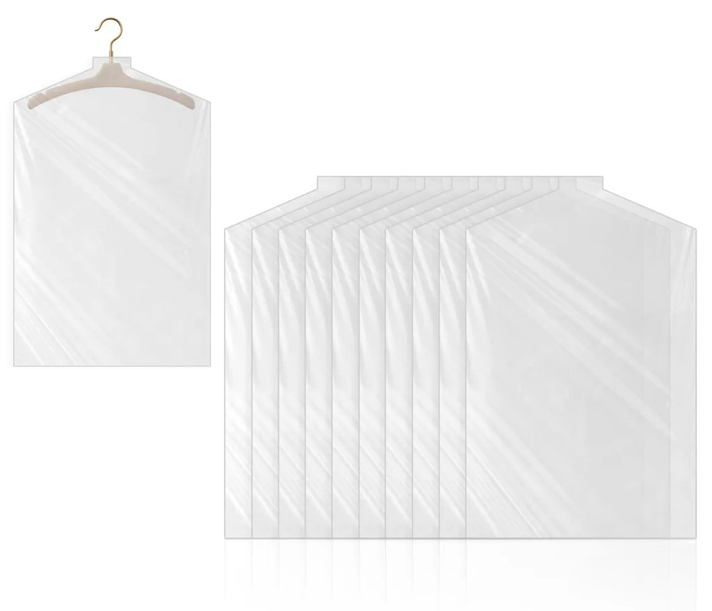 Lot de 10 housses transparentes 60x90 cm pour protection de vêtements