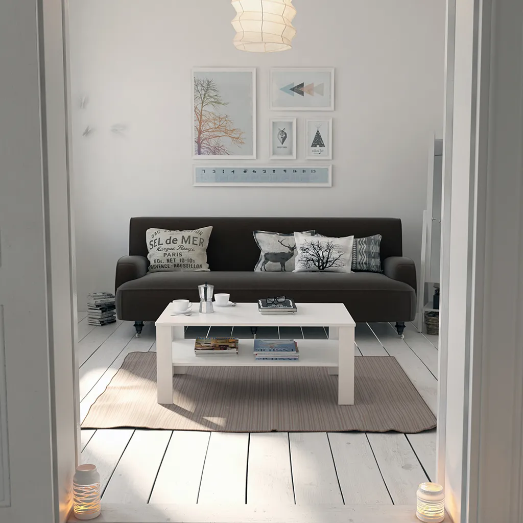 Vicco Tavolino da Salotto Bianco 100x60 cm | Design Moderno Robusto