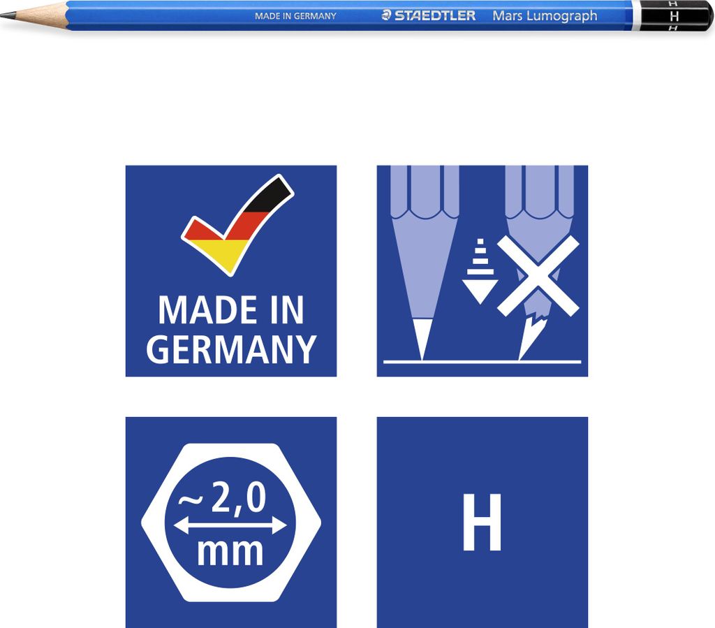 Bleistifte Staedtler Lumograph Set 2 mm H (12 Stk.)