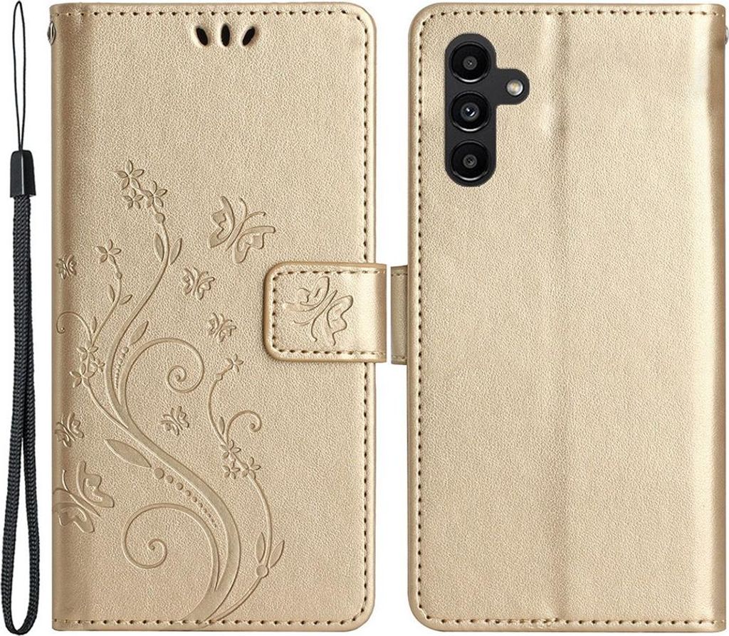 Samsung Galaxy S23 FE Hülle - Coverup Blumen & Schmetterlinge Klapphülle - Gold