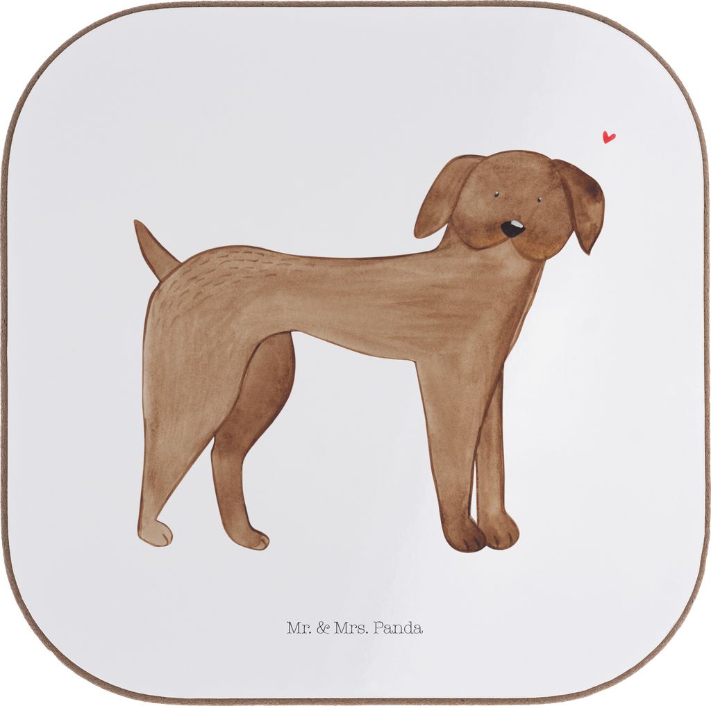 Mr. & Mrs. Panda Holzuntersetzer Hund Dogge - Weiß - Geschenk, Tischschoner, Niedlich, Hunde, Sprüche, Coaster, Untersetzer für Gläser, Herz, T...