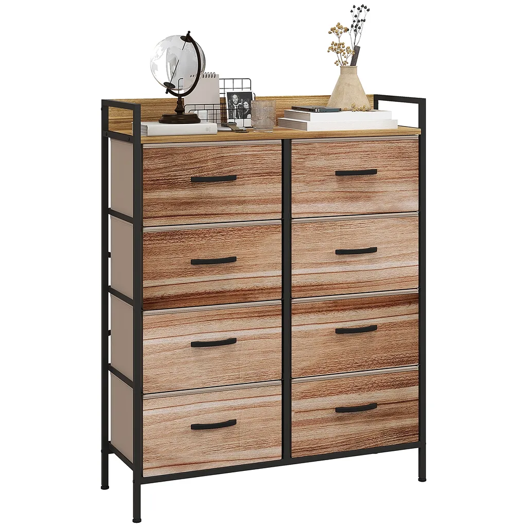 Chiffonnier de rangement 8 tiroirs meuble colonne gain de place noir