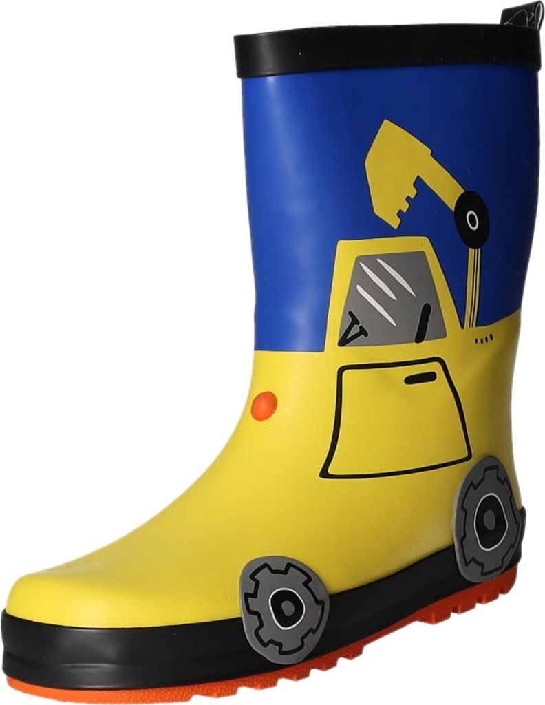 Sneakers Kinder-Jungen-Gummistiefel gefüttert Bagger Gelb-Blau-Schwarz, Farbe:gelb, EU Größe:35