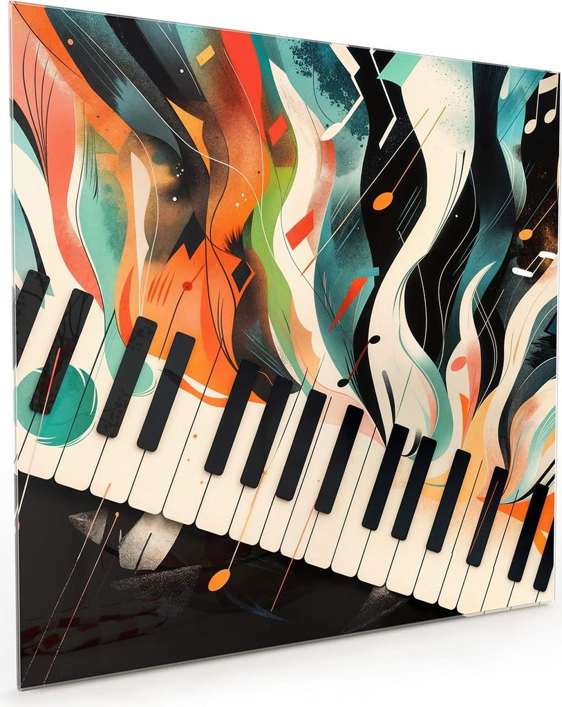Küchenrückwand Spritzschutz Glas mit Motiv Farben Klavier 40 x 40 cm