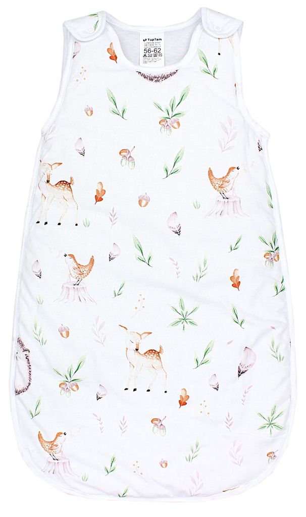 TupTam Ganzjahres Schlafsack e Materialien 2.5 TOG Seitlicher Reißverschluss Ärmellos , Farbe: Waldtiere / Igel / Rehe, Größe: 68-74