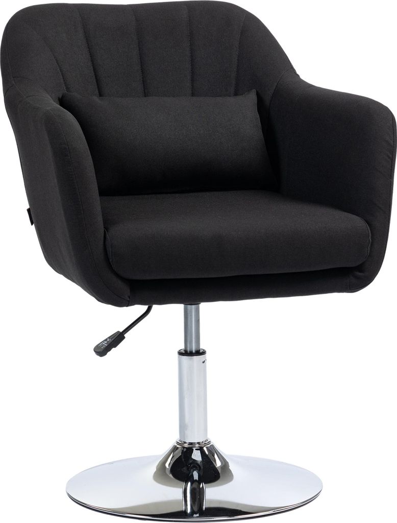 Sessel Loungesessel mit Armlehne, Lendenkissen, Gepolstert Relaxsessel mit Metallrahmen, Leinenoptik, Höhenverstellbar Drehstuhl für Schlafzimmer