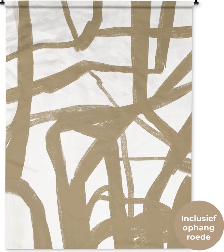 MuchoWow Wandteppich Wandbehang Weiß - Braun - Kunst 150x200 cm Tapisserie Dekoration Wandtuch - Wandaufhängung - Moderner