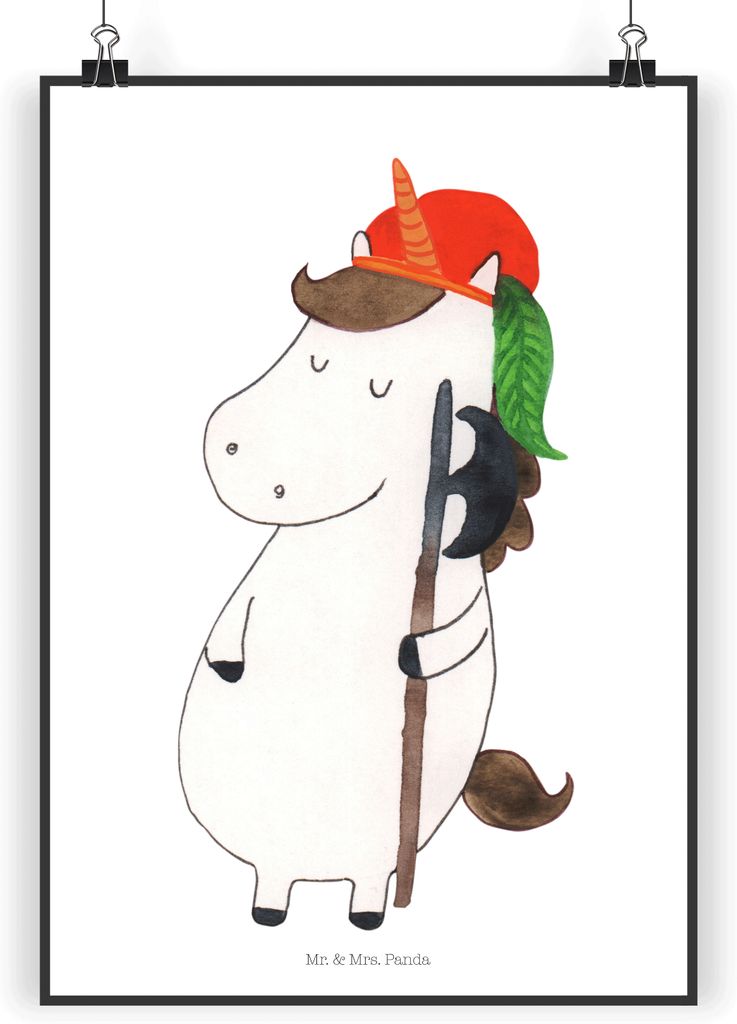 Mr. & Mrs. Panda Bild Einhorn Junge DIN A3 - Weiß - Geschenk, Bube, Einhörner, Mittelalter, Wandbild, Unicorn, drucke, wandkunst, Kunstdruck, wan...
