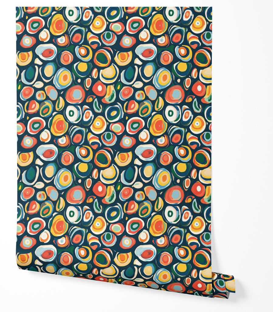 Vliestapete Bunte Kreise Abstrakt Retro Wohnzimmer 2x2,5 Bunt