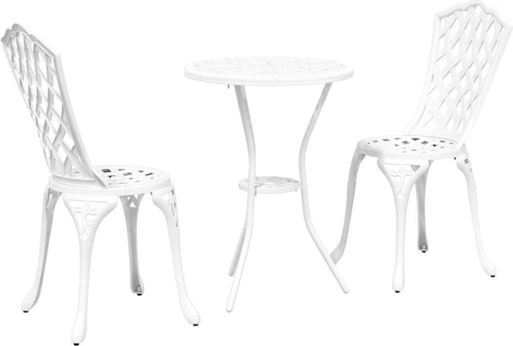 Garten Bistro Set 3 pcs Weiß Aluminium
