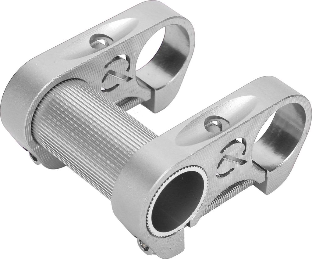 Drfeify Fahrrad-Doppelvorbau, Verstellbarer Faltrad-Doppelvorbau aus Aluminiumlegierung, Leichter 25, 4-mm-Lenkervorbau-Riser (Silver