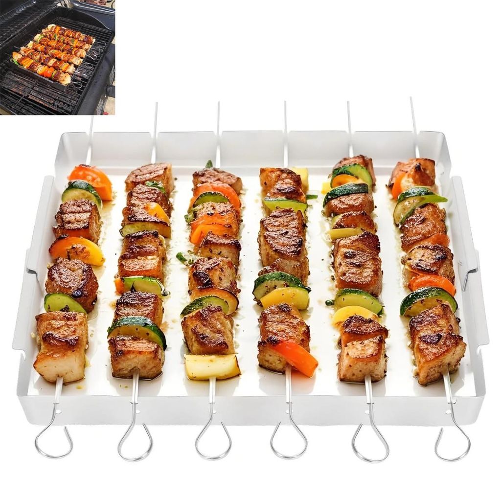 Edelstahl-Grillspieß-Set ,klappbarem Spießgestell, 6 lange Produktbild 