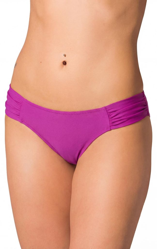 Aquarti Bikini Hose Damen mit seitlicher Raffung – Klassische Bikinihose Damen Slip – Bikinihosen für Damen, Farbe: Magenta, Größe: 36