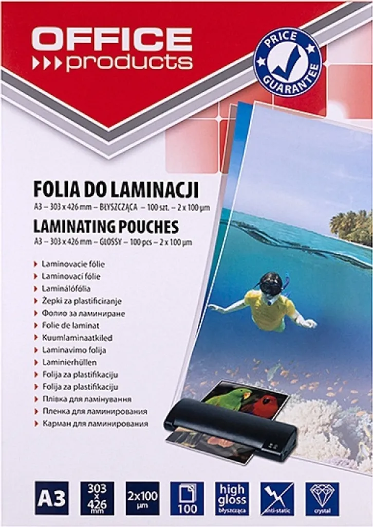 Tasche Plastificazione A3 2x100 Micron Lucide - 100 Pezzi Professionali