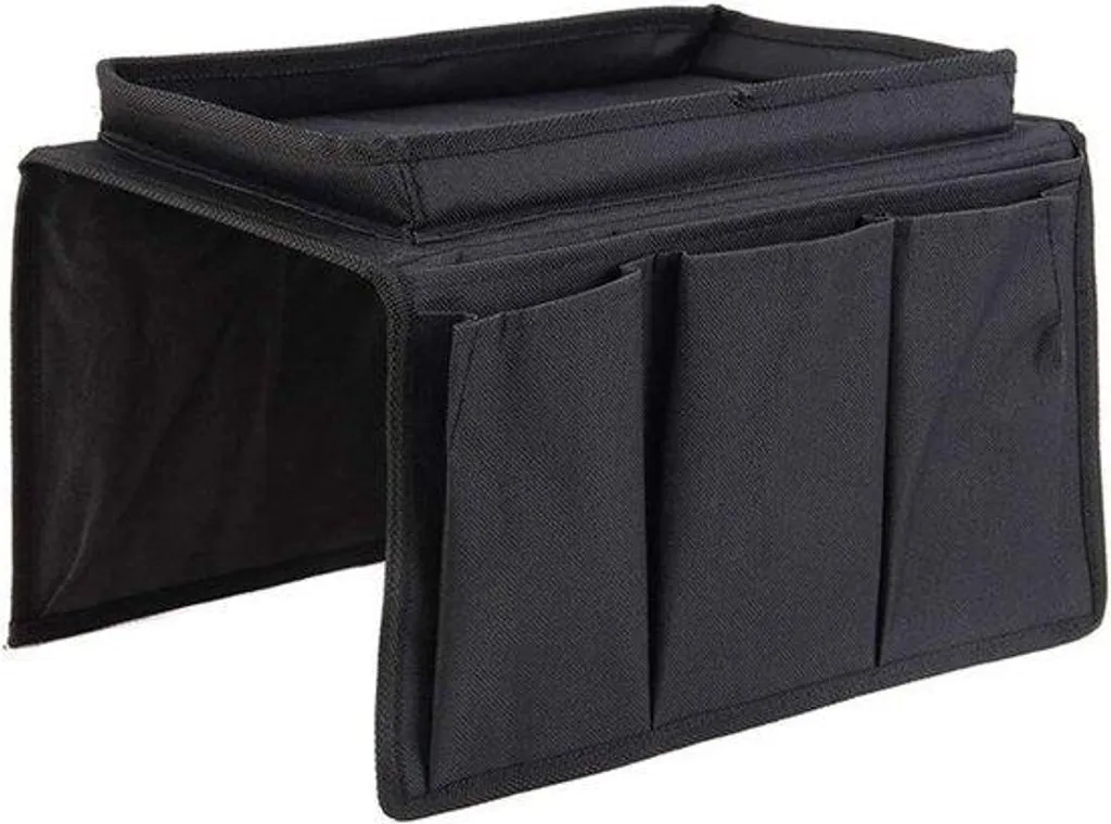 Poche de rangement pour accoudoir noir pour télécommandes et accessoires
