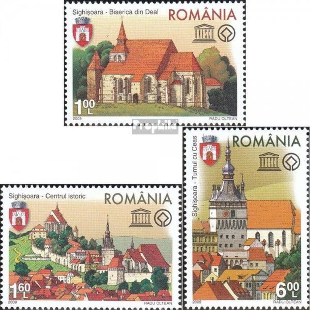 Briefmarken Rumänien 2009 Mi 6367-6369 (kompl.Ausg.) postfrisch UNESCO - Welterbe
