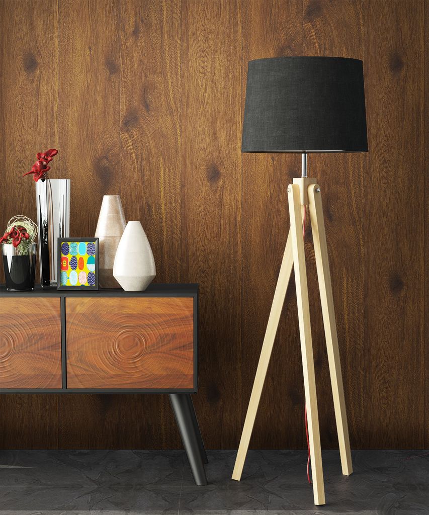 NEWROOM Tapete Braun Vliestapete Holzbalken - Holzwand Produktbild 
