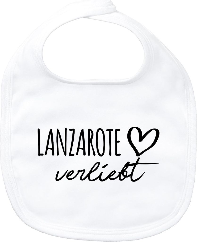 Huuraa Baby Lätzchen Lanzarote verliebt White Klettverschluss Baumwolle Latz Geschenkidee