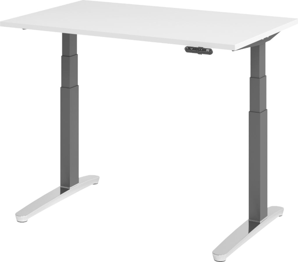 bümö Schreibtisch elektrisch XBHM - Nachbildung: Weiß, Größe: 120 x 80 cm, Gestell: Graphit/Alu poliert