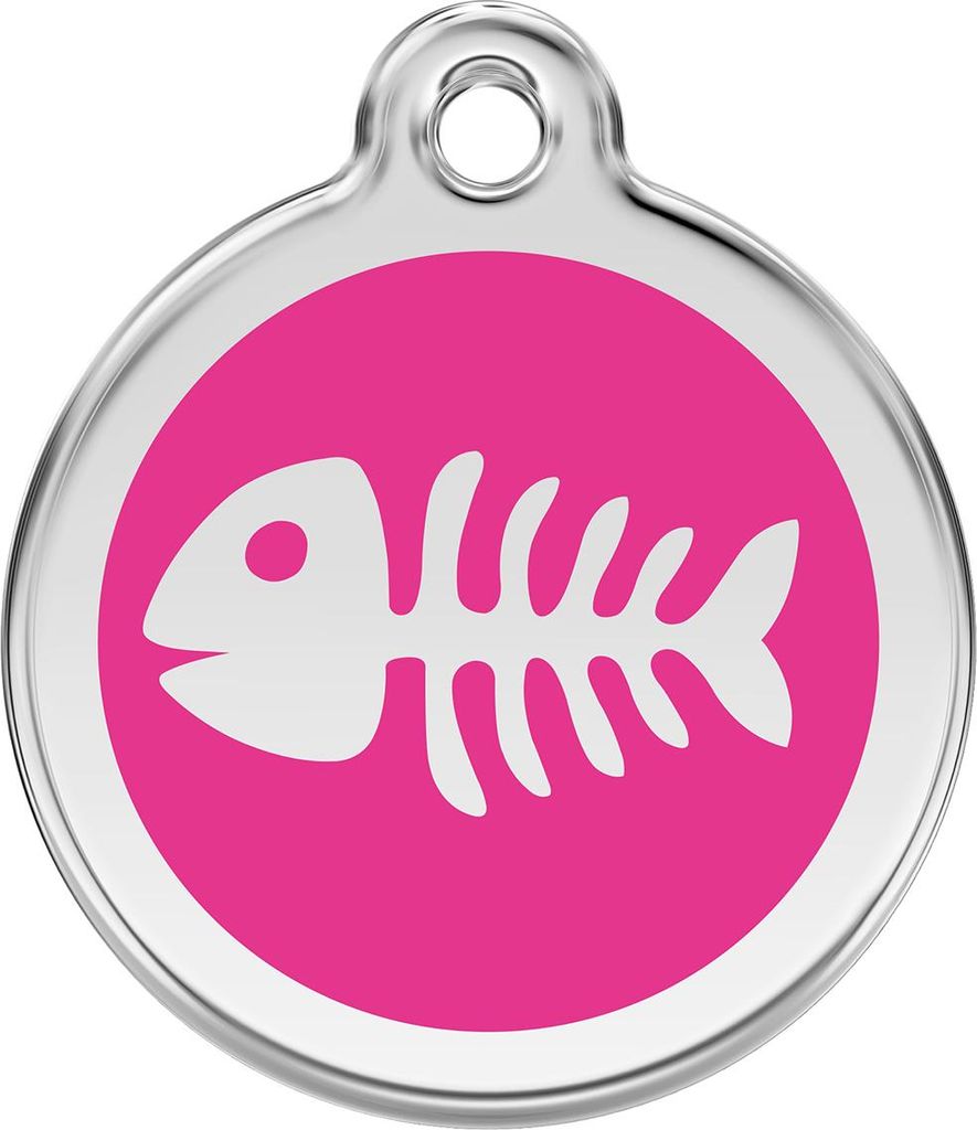 RedDingo Hundemarke mit individueller Gravur Fischgräten hot pink, Größe: M