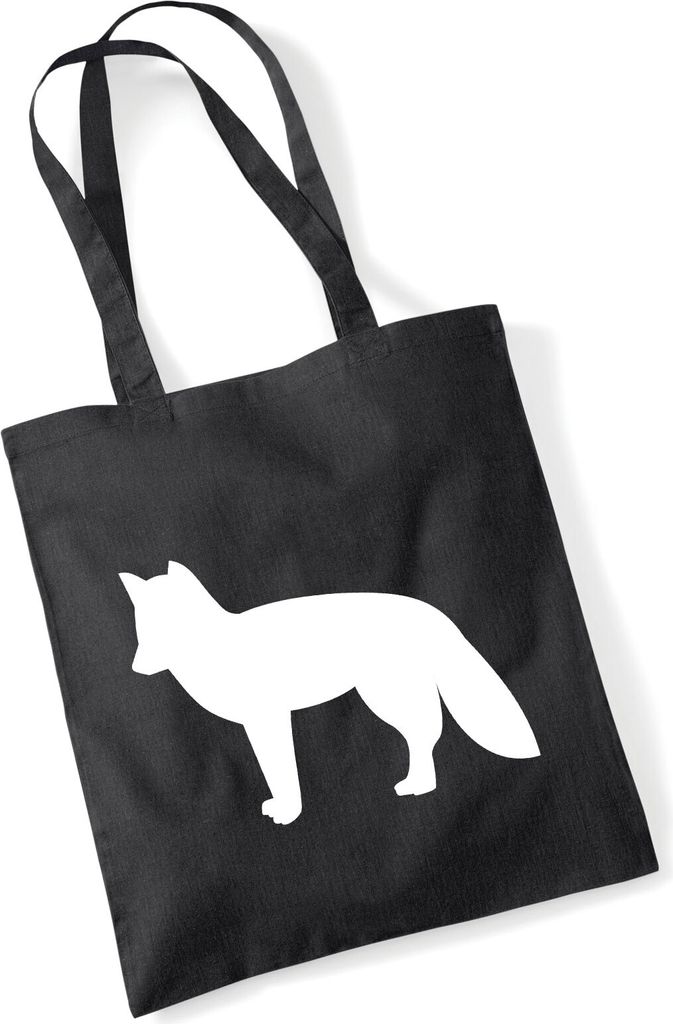 Huuraa Jutebeutel Fuchs Silhouette 10 Liter Black Baumwolle Tasche Geschenkidee