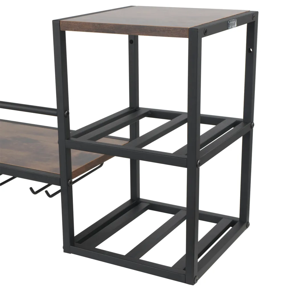 Casier à vin en métal robuste avec support de verres, design mural compact