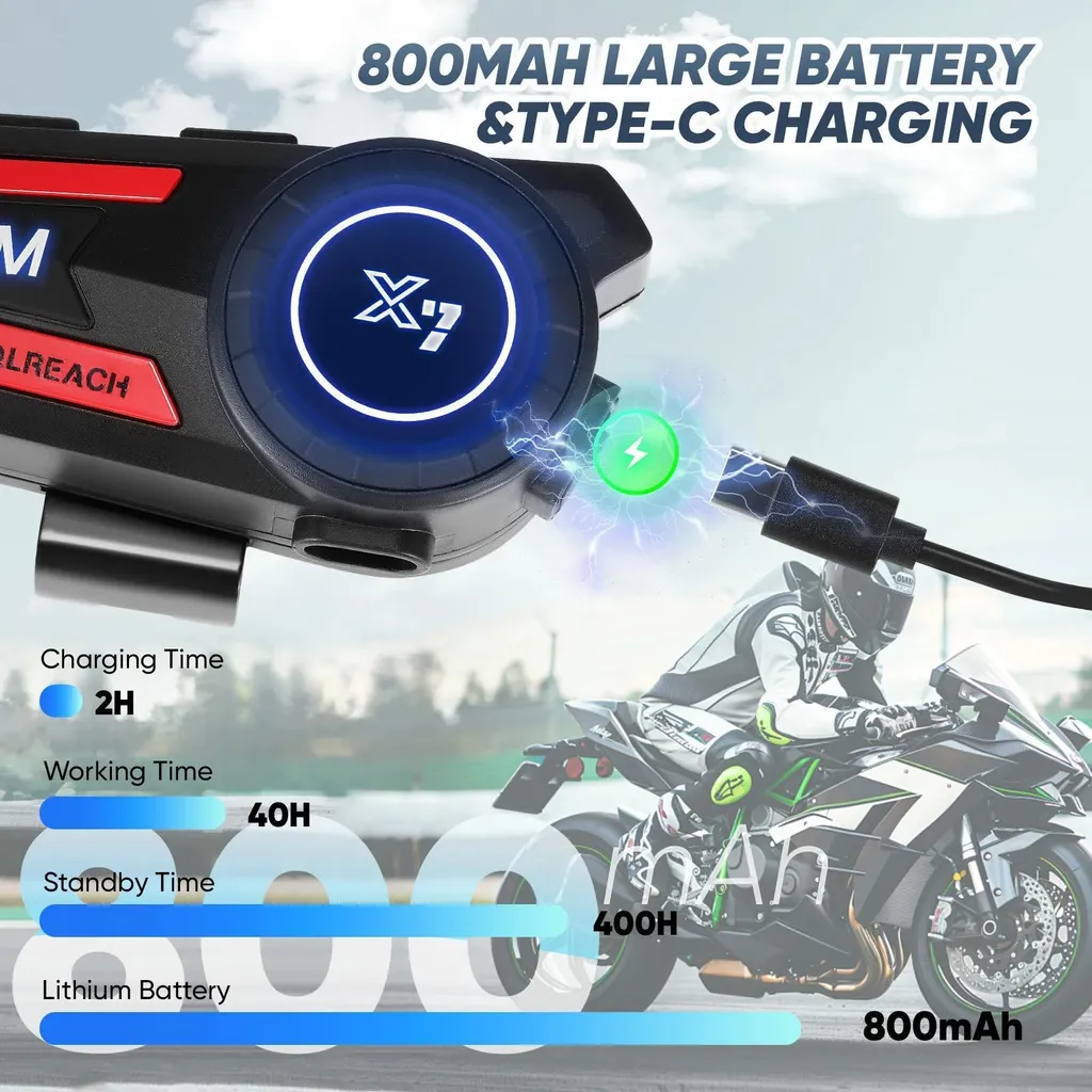 Casque Bluetooth pour moto avec réduction de bruit CVC et son stéréo - 7