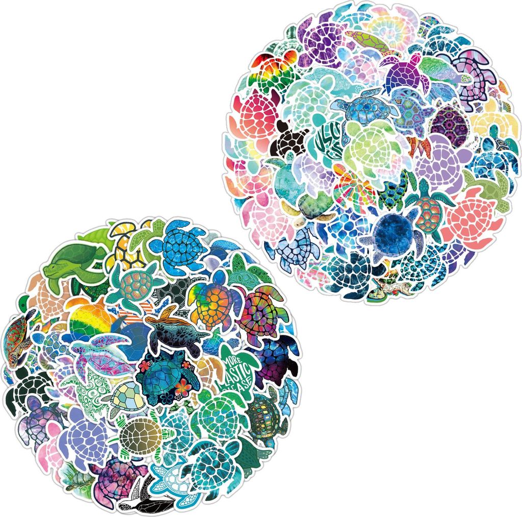 100 Stück Sea Turtle Stickers, Wasserdichte Vinyl Produktbild 