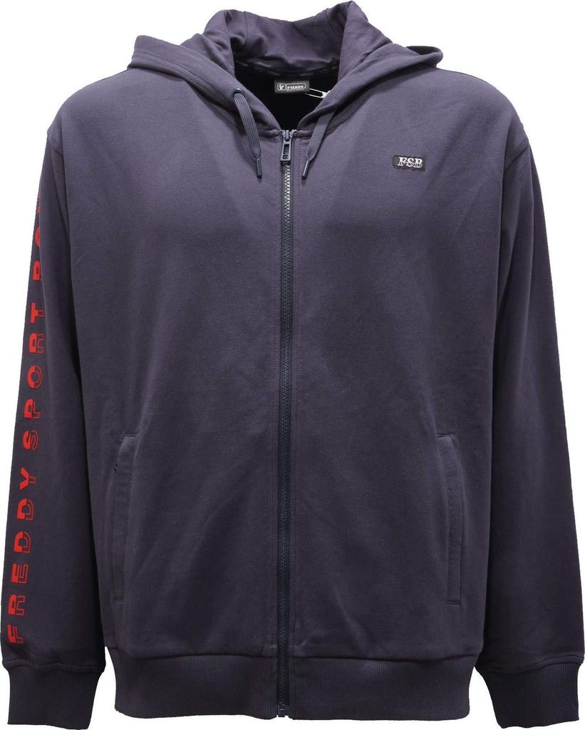 6828AG felpa uomo FREDDY blue Baumwolle full zip sweatshirt man