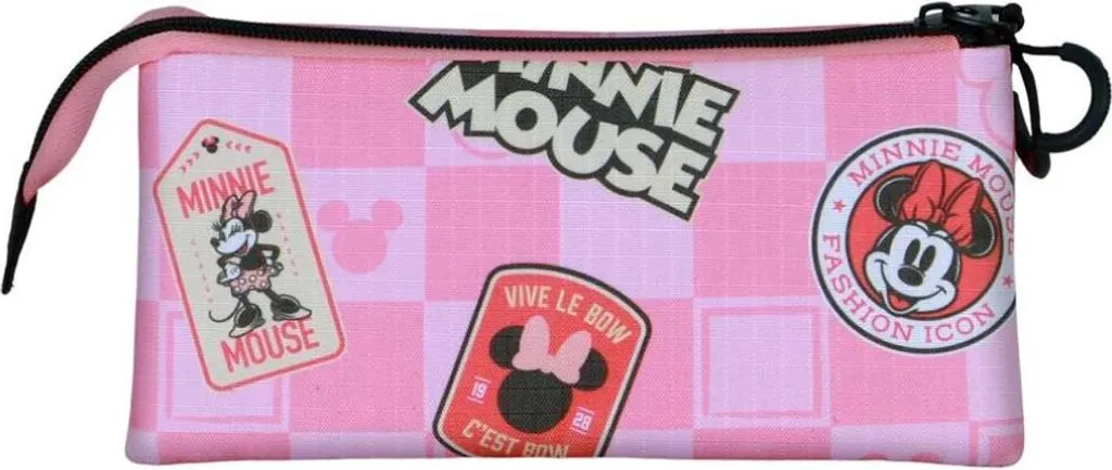 Trousse 3 Compartiments Disney Minnie Journey avec Fermeture Éclair Solide