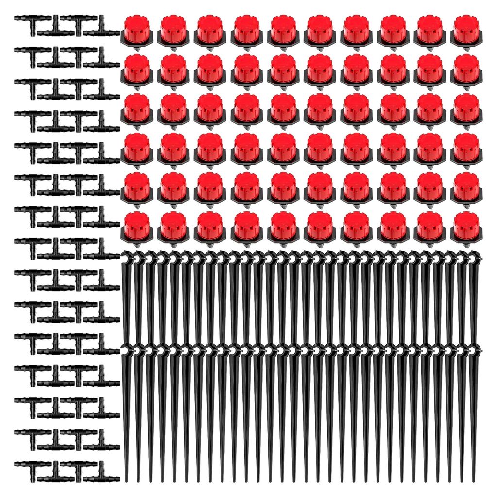 Garten Tropfbewässerung Kit, 180 Teile Bewässerungssystem, DIY Gartenbewässerung mit 60 verstellbaren Tropfern + 60 T-Verbindern + 60 Schlauchha...