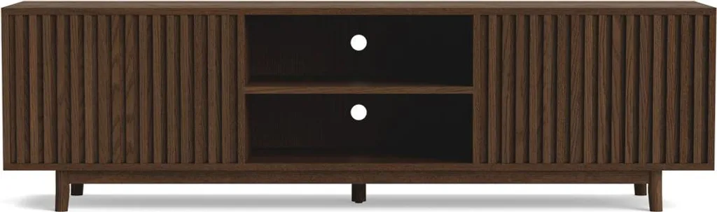 Lisa Design Freya - Meuble TV 180 cm en bois marron avec 2 portes et niches